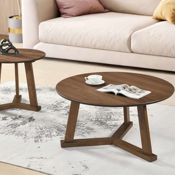 Table basse ronde NARA Ø90 cm, design nordique moderne, idéale pour salon et salle à manger, bois naturel 2